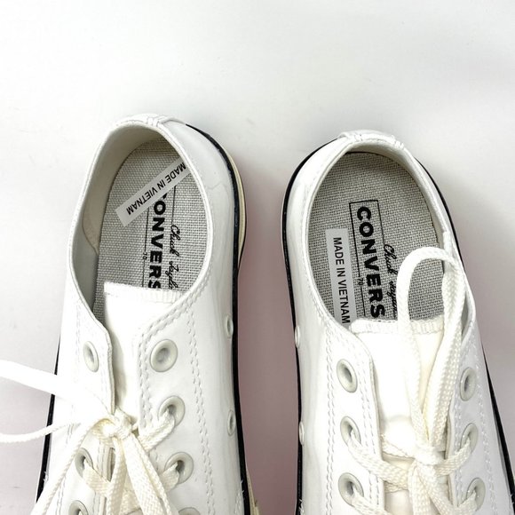 Converse Womens Patent Synthetic Leather White Low Top Sneaker AUTHENTIC 162439C - Picture 6 of 12